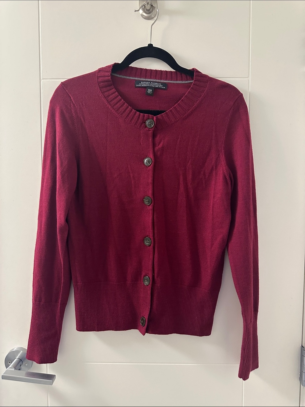 Banana Republic Button-Front Crewneck Cardigan - Burgundy (89)